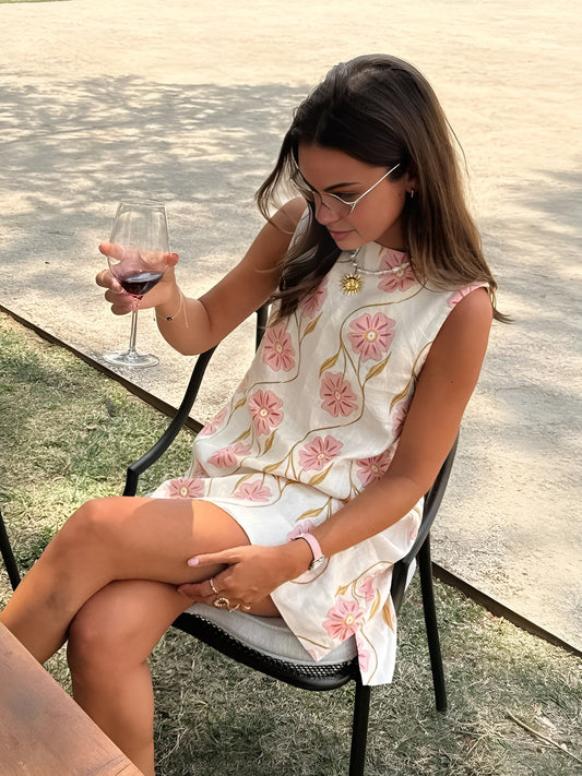 Blumenkleid - Ärmellos, Mini, Sommerlich