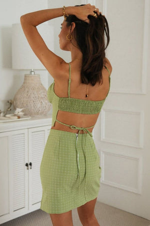 Karo Minirock Set mit Bindedetail