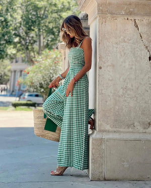 Gingham Jumpsuit - Weites Bein & Karomuster