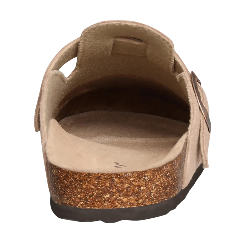 Damen Pantolette Wildleder Korkfußbett Offen Verstellbarer Riemen-82019-06b2bdc7-662a-4d59-94d1-bccbae961390