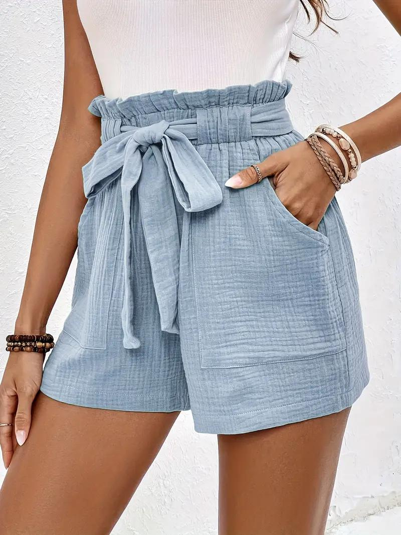 High-Waist Shorts mit Rüschenbund & Gürtel