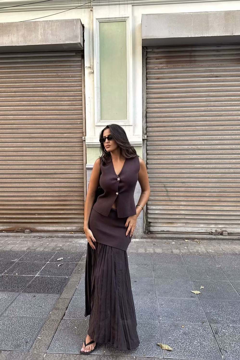 Plisseerock-Set - Tailliertes Top