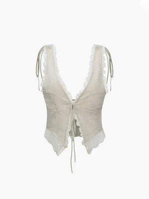 Zartes Spitzentop mit V-Ausschnitt