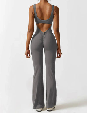Damen Jumpsuit – Ärmellos, Offener Rücken, Schlaghose, Figurbetont, Dehnbar-83507-0b146f24-1af6-4ddb-8e2a-ae641760f809