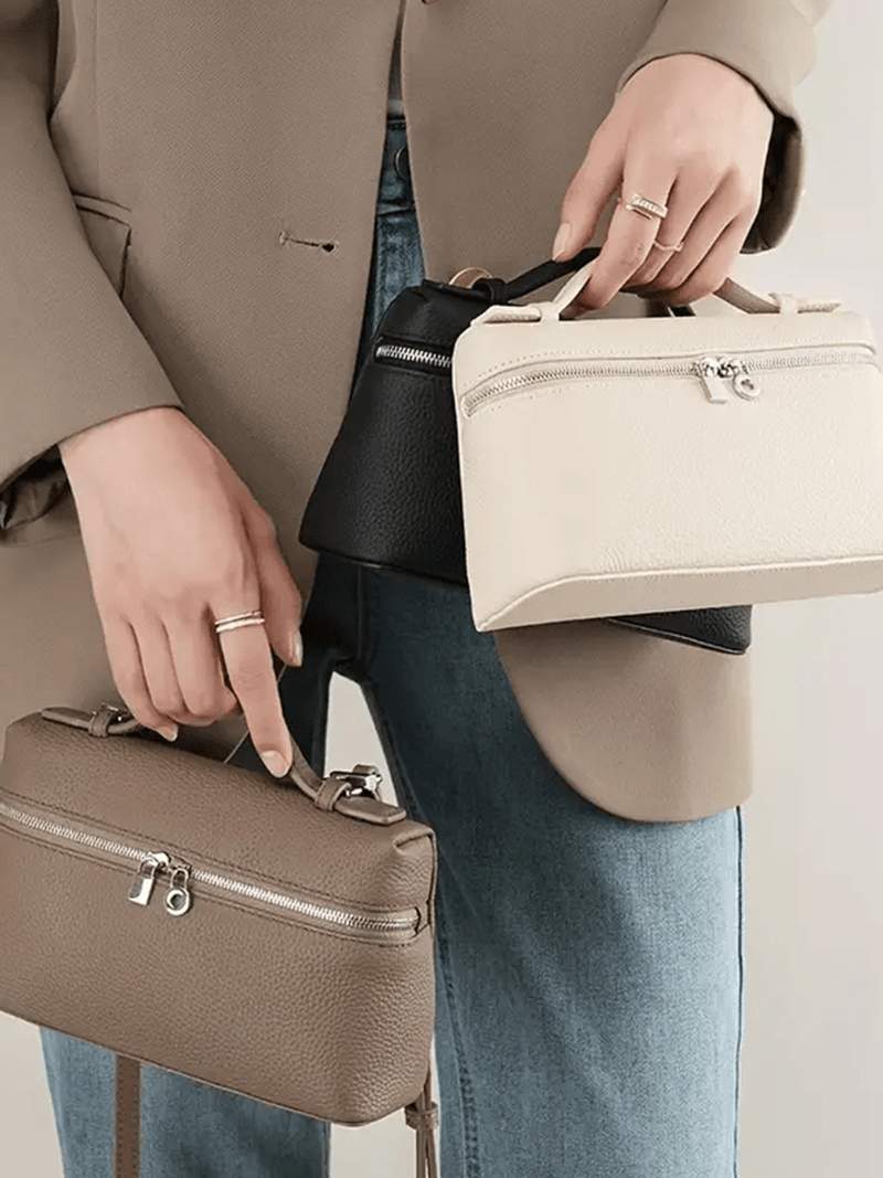 Structured Top Handle Handbag - Silver Detail