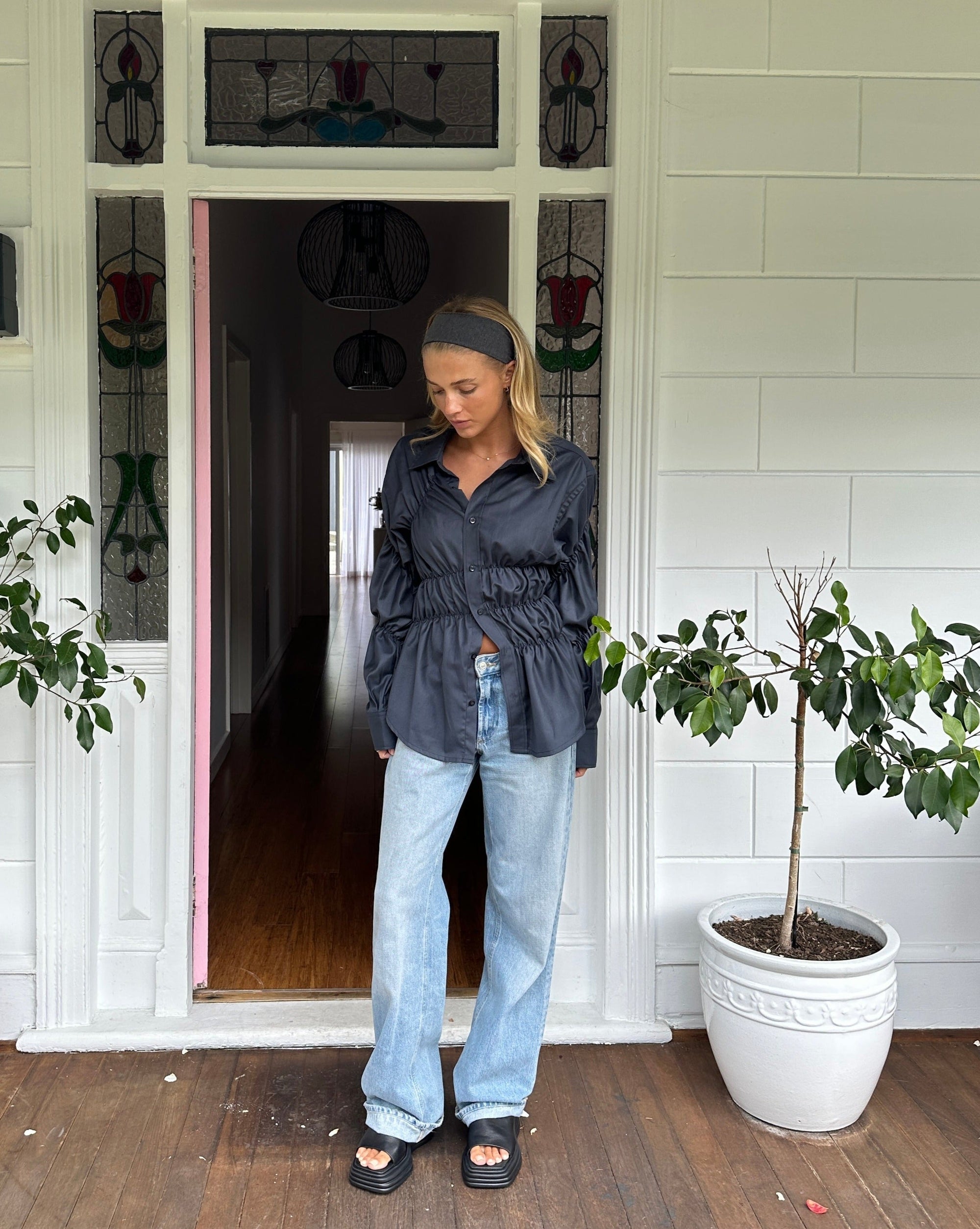 Damen Hemdbluse mit Taillenraffung und Raffärmeln, Elegant-83304-1d860f61-ab09-4f82-a06b-081d67abf322