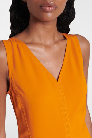 High-Low Kleid Orange - V-Ausschnitt