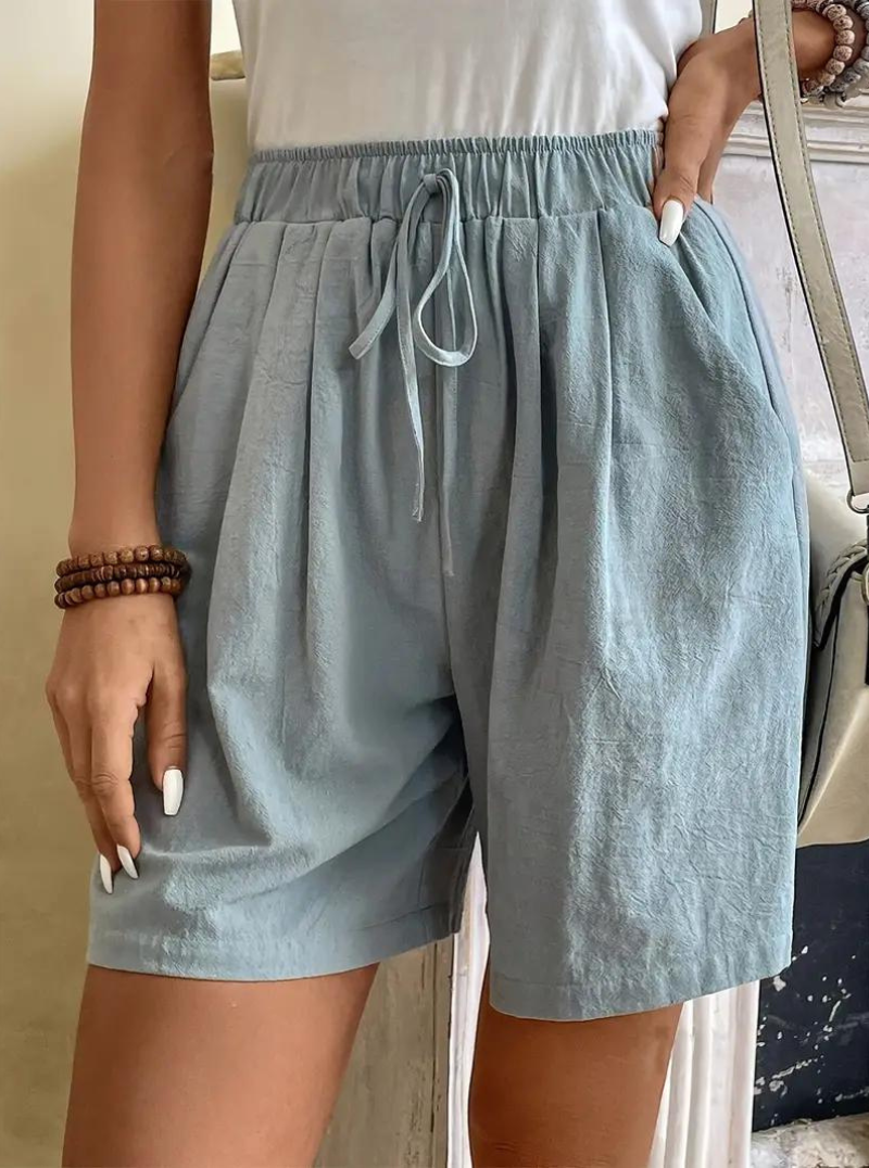 Fließende High-Waist Shorts - Leichte Stoffhose