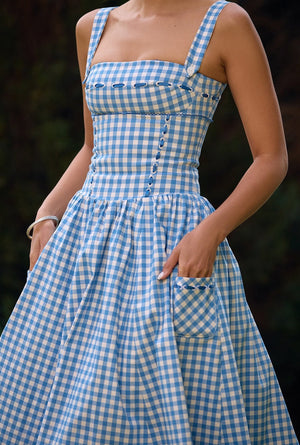 Damen Vichy-Kleid mit Karree-Ausschnitt und Knopfleiste, Sommerlich-83592-278bf64e-4581-4afb-b158-7d26e6397d04