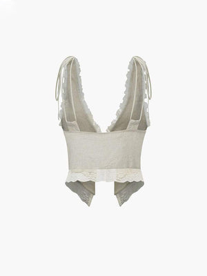 Zartes Spitzentop mit V-Ausschnitt