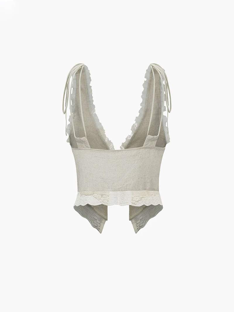 Zartes Spitzentop mit V-Ausschnitt