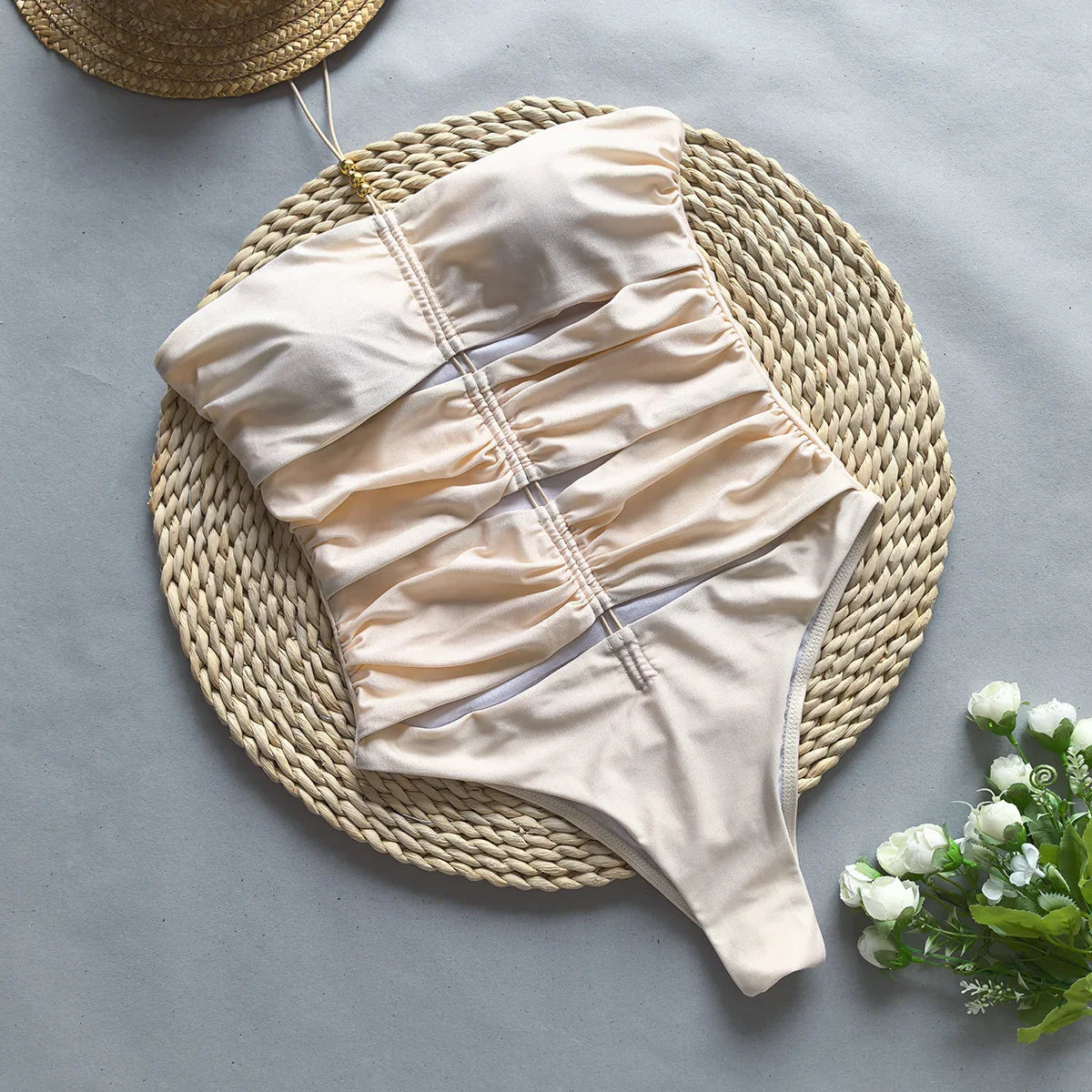 Damen One-Piece Badeanzug – Trägerlos, Cut-Out, Hoher Beinausschnitt, AVA MODA-83762-31fce541-64d2-4112-a432-f6c70e669bca