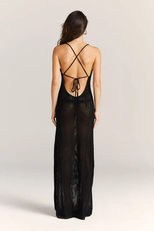 AVA MODA Damen Strick Maxi-Kleid – Offenes Design, Blumen-Cutouts, Spaghettiträger-83282-33934ffd-793c-4c34-a109-774abf7bb620