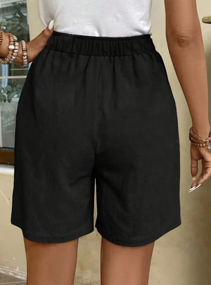 Fließende High-Waist Shorts - Leichte Stoffhose