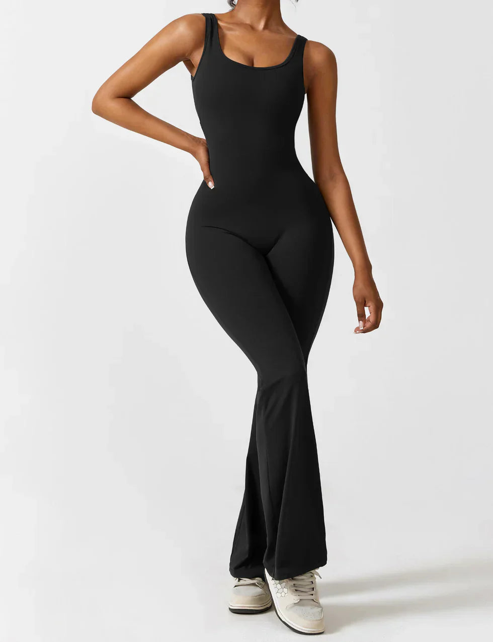 Damen Jumpsuit – Ärmellos, Offener Rücken, Schlaghose, Figurbetont, Dehnbar-83507-3d6de437-e38b-4941-8106-b8a5bf298d7f