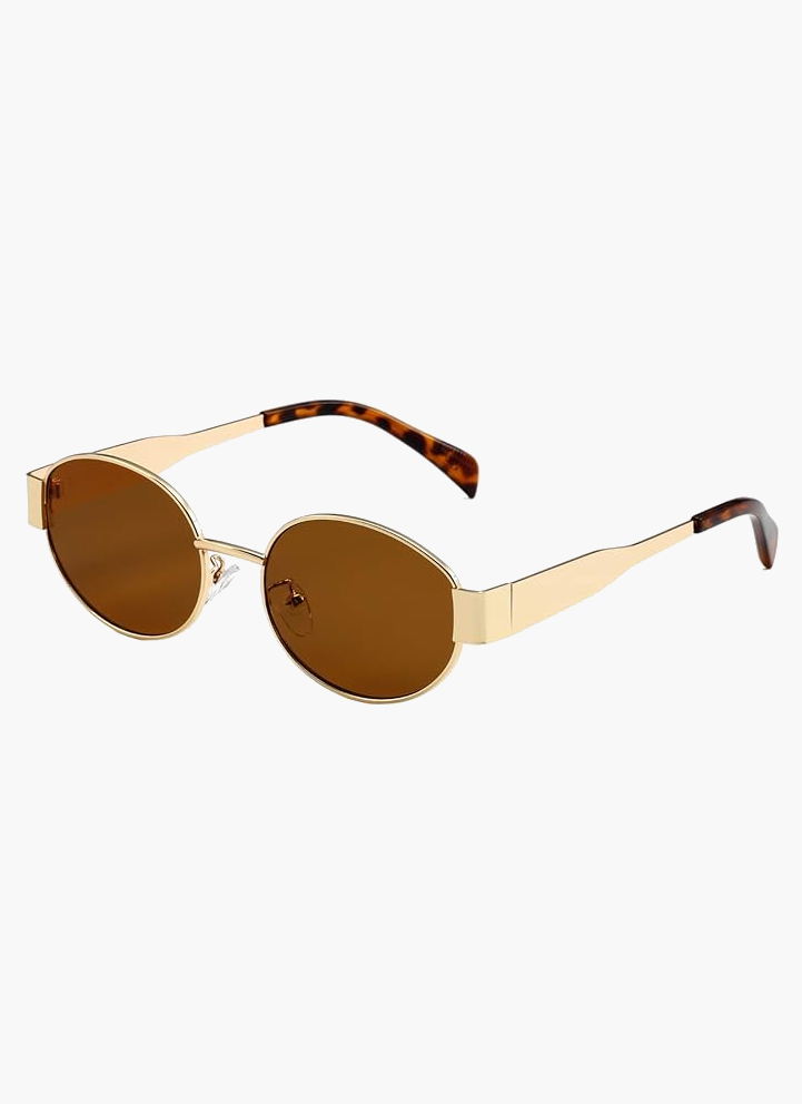 Moderne Sonnenbrille - Ovale Gläser, Goldrahmen