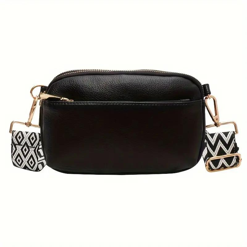 Crossbody Tasche mit Musterriemen & Gold