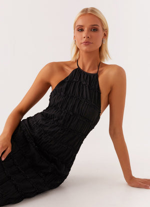 Damen Maxi-Kleid – Halter-Ausschnitt, Strukturierter Stoff, Elegant-83499-46652a7e-96df-4caa-ae96-ae880d39b16b