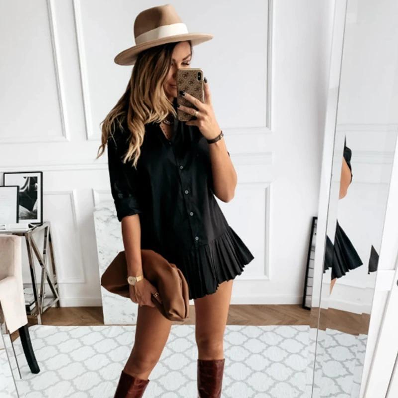 Hemdblusenkleid mit Plissee-Rock