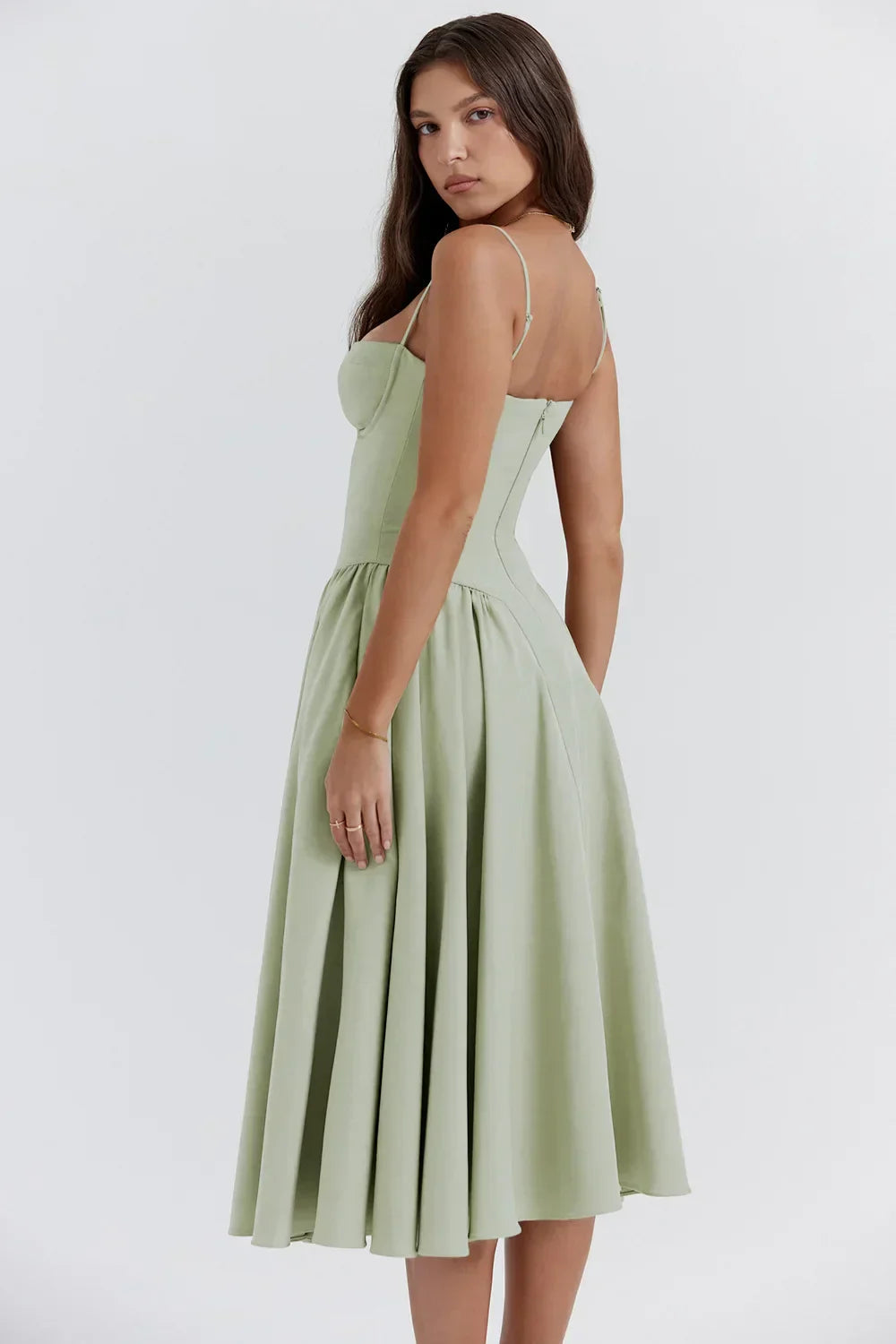 Damen Midi-Kleid – Strukturiertes Oberteil, Faltenrock, Taschen-83506-55acdb66-d5c0-4829-86bc-a61c223d3e41