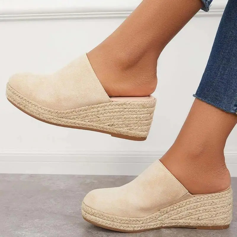 Damen Schuhe Wildleder Keilabsatz Espadrille Slip-On-83367-584b2090-2f5c-496b-8028-d0f227420619