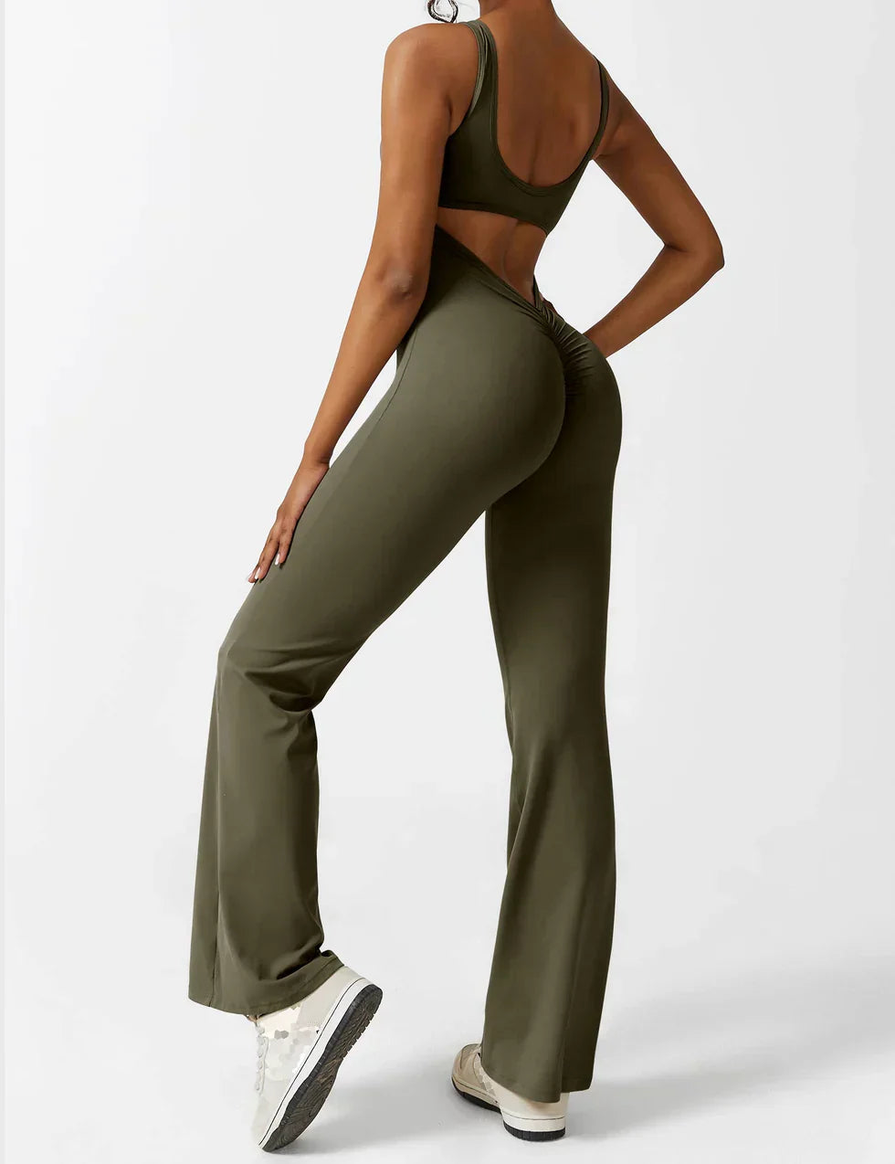 Damen Jumpsuit – Ärmellos, Offener Rücken, Schlaghose, Figurbetont, Dehnbar-83507-5eb18eeb-0ef8-47d7-8e77-7853a9b3406b