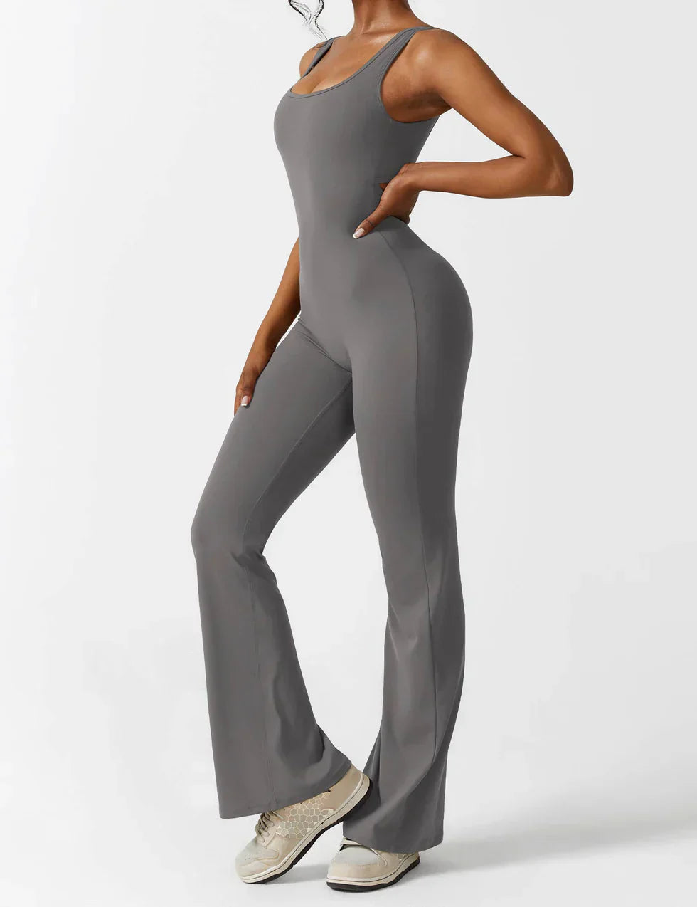 Damen Jumpsuit – Ärmellos, Offener Rücken, Schlaghose, Figurbetont, Dehnbar-83507-6013542f-b088-4661-bcdf-4ee0658b996e