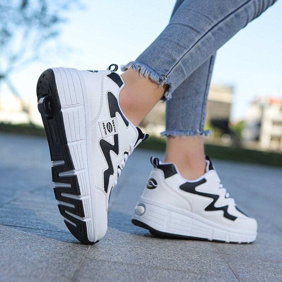Rollschuh-Sneaker mit Rollen & Schnürung