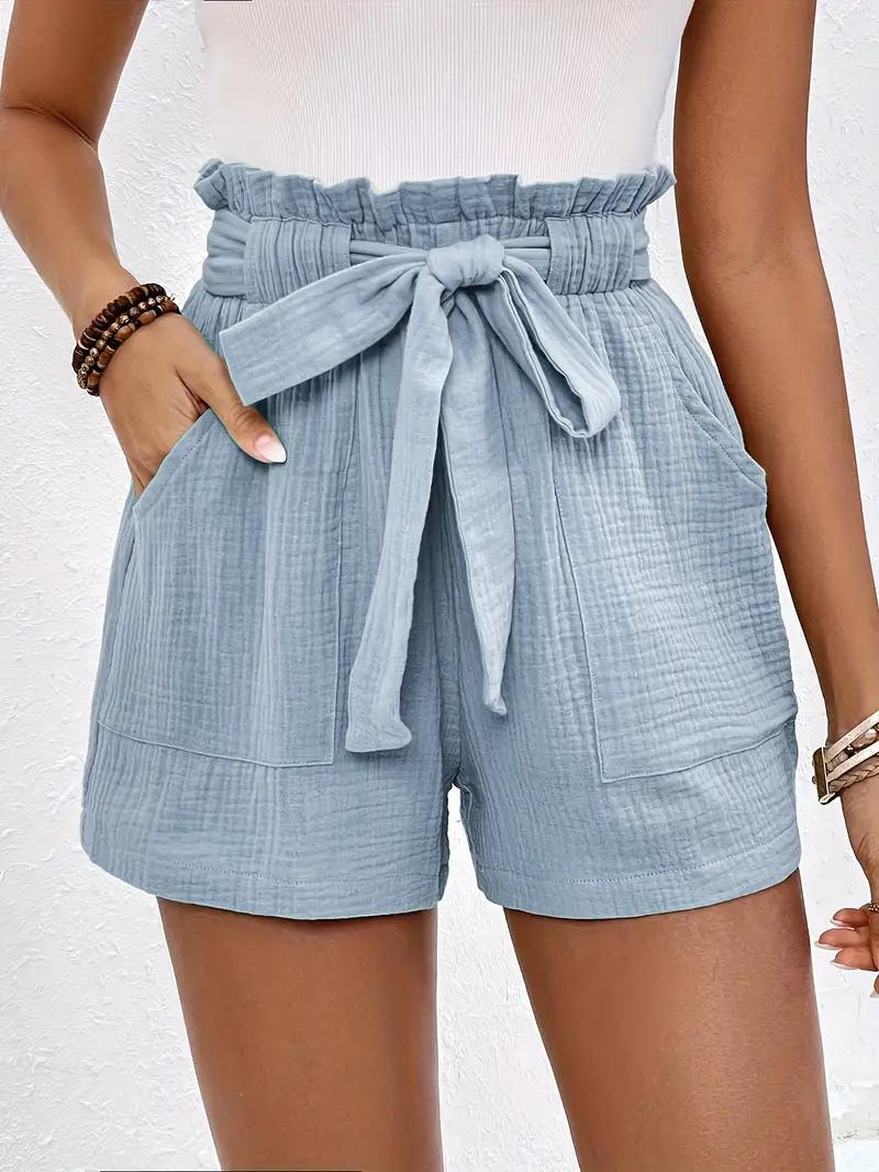High-Waist Shorts mit Rüschenbund & Gürtel