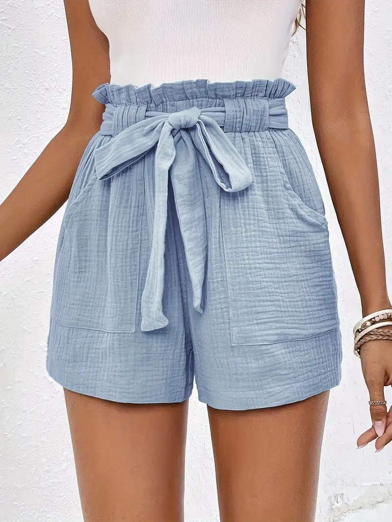 High-Waist Shorts mit Rüschenbund & Gürtel