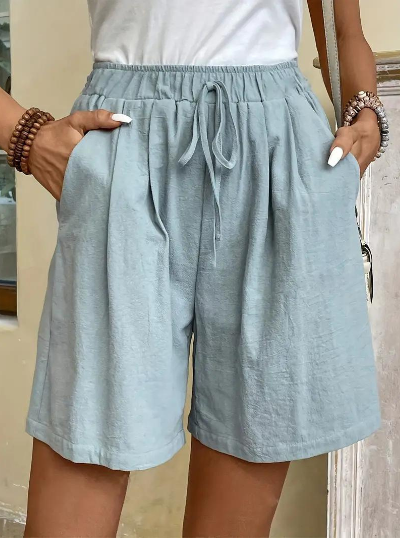 Fließende High-Waist Shorts - Leichte Stoffhose