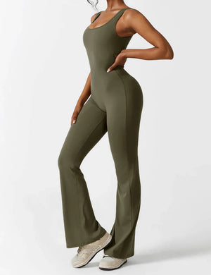 Damen Jumpsuit – Ärmellos, Offener Rücken, Schlaghose, Figurbetont, Dehnbar-83507-6d55c191-a491-43dc-8e20-48e7d645de86