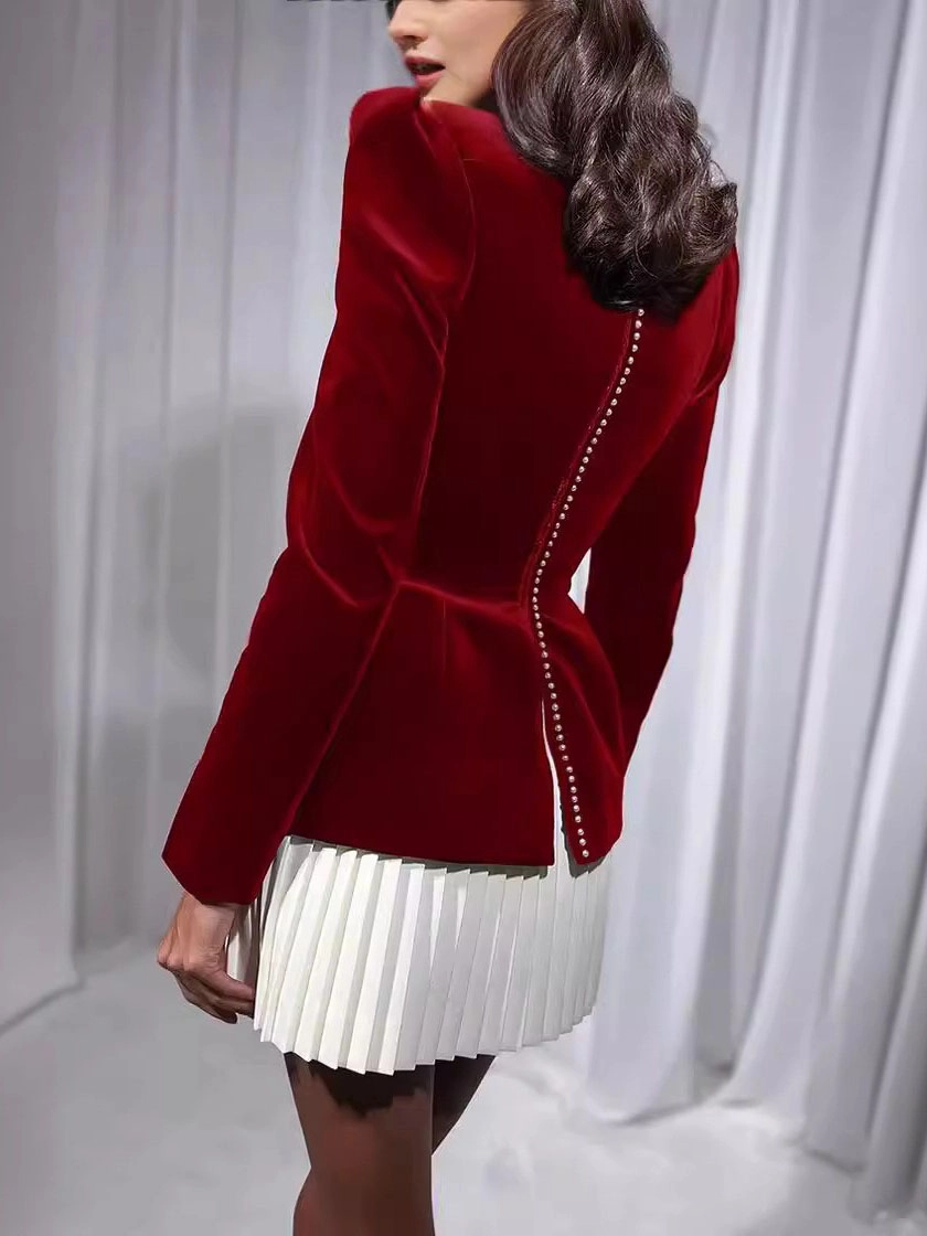 Samt Peplum Top mit Quadrat Ausschnitt