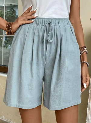 Fließende High-Waist Shorts - Leichte Stoffhose