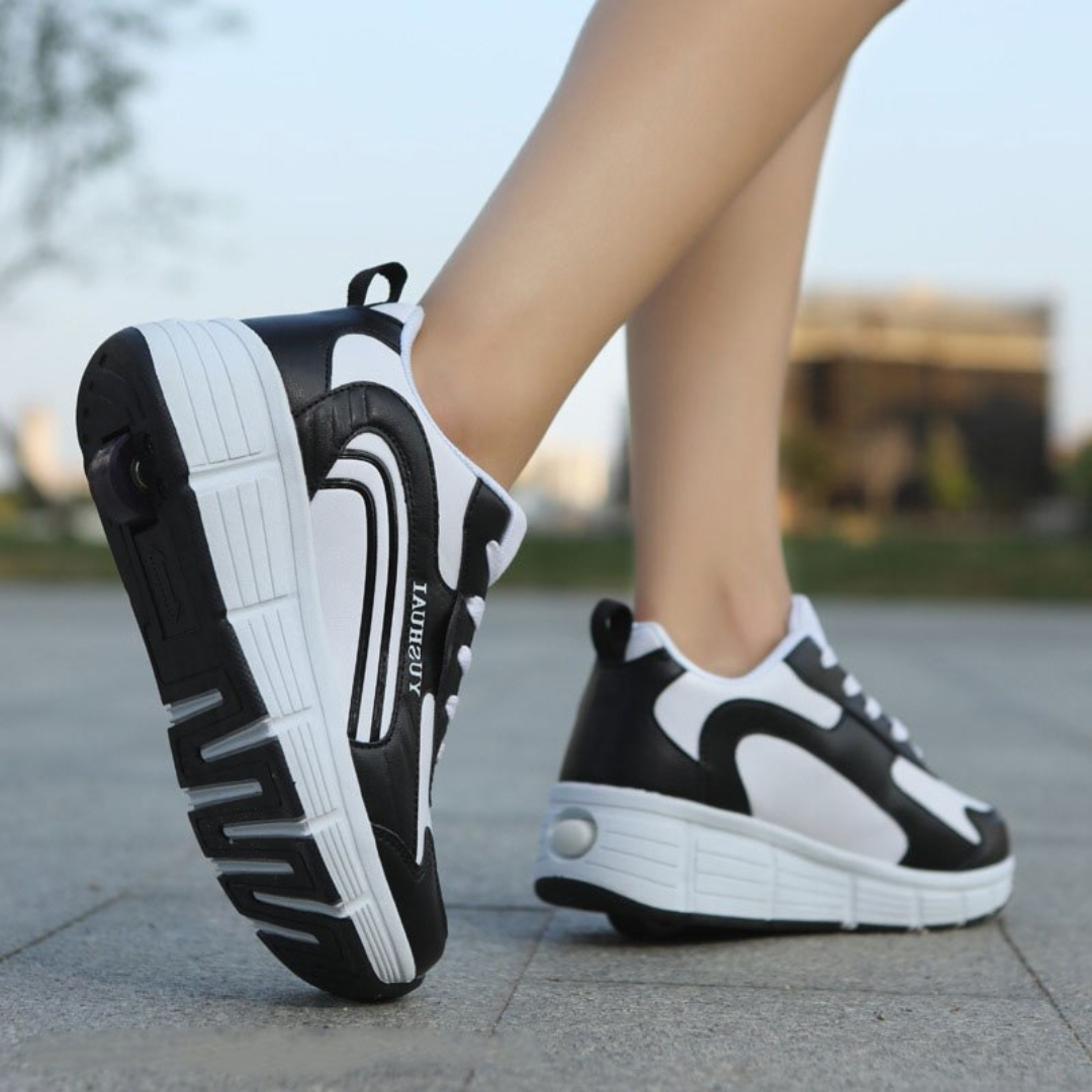 Rollschuh-Sneaker mit Rollen & Schnürung