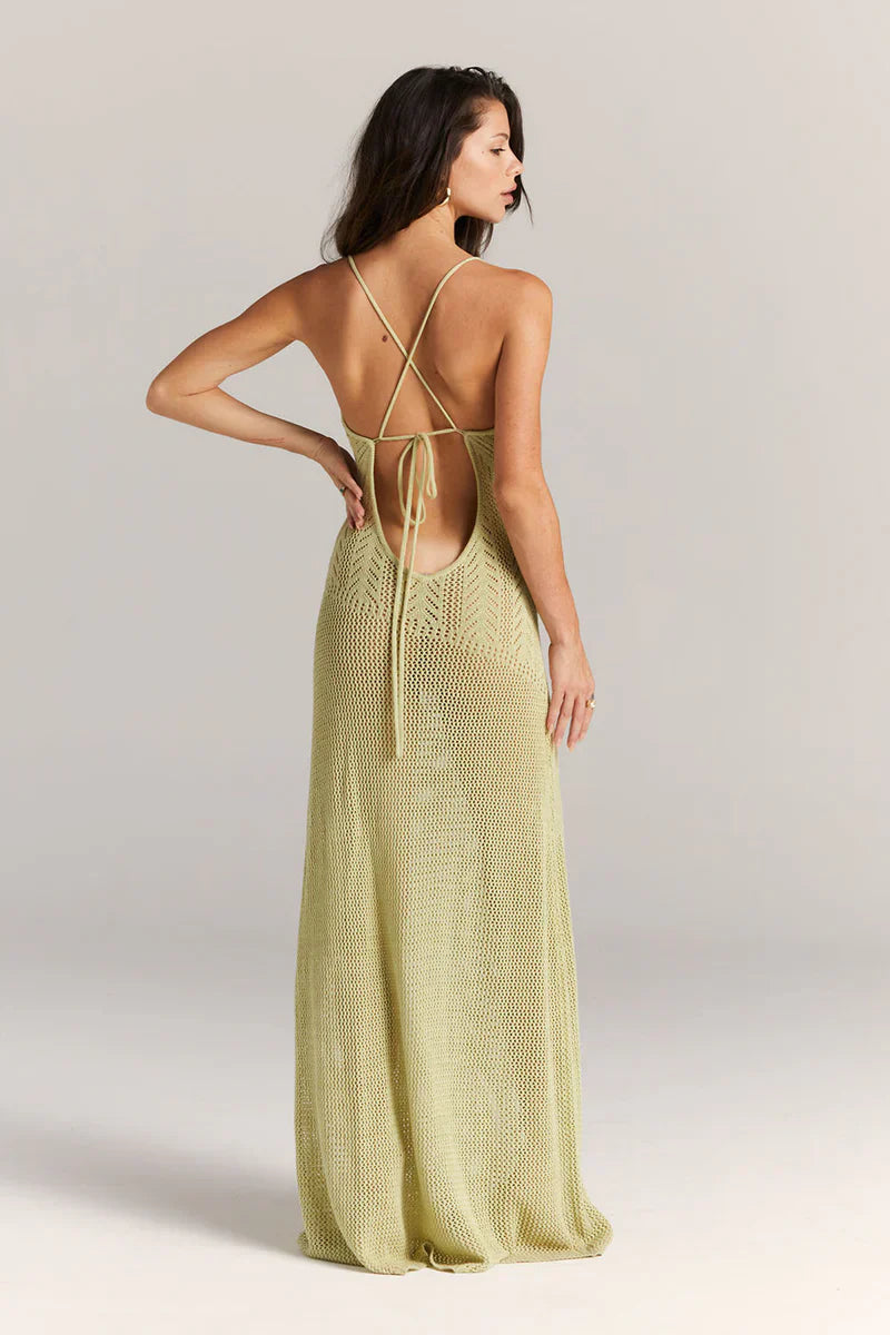 AVA MODA Damen Strick Maxi-Kleid – Offenes Design, Blumen-Cutouts, Spaghettiträger-83282-762c1fb4-059f-4e9e-9446-7159ed5b2a38