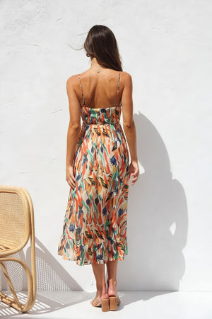 Abstract Print Maxi Dress - V-Neck