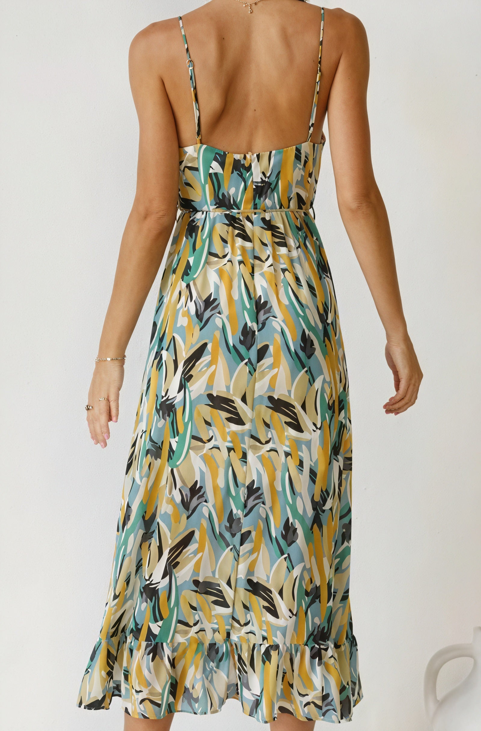 Abstract Print Maxi Dress - V-Neck