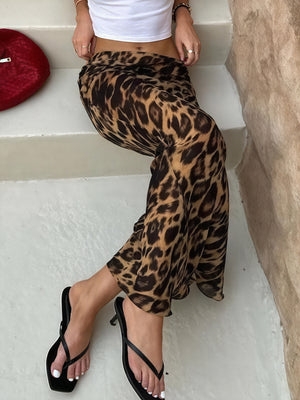 Leopard Print High-Waist Maxi Skirt