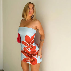 Printed Mini Dress - Fitted Silhouette