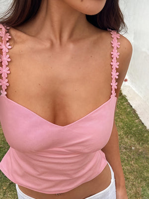 Damen Top Rosa mit floralen Trägern, Sommerlich, Freizeit-78767-66c7c64c-80da-4424-9aac-0b30adee4310