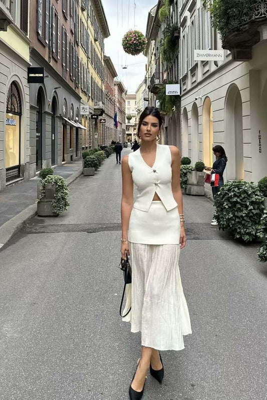 Plisseerock-Set - Tailliertes Top