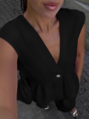 AVA MODA Damen Zweiteiler Leinen – Ärmelloses Top, Weite Hose, V-Ausschnitt-83272-792593cb-1e53-49a2-b823-f7e44b6c1b49