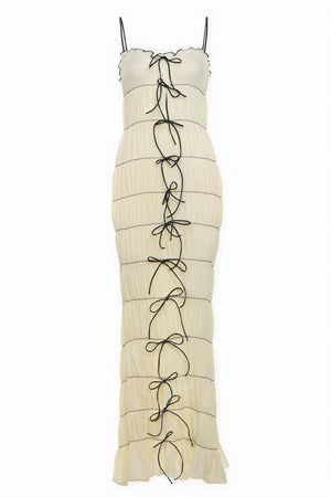 Elegantes Stufenkleid mit Schleifen - Creme