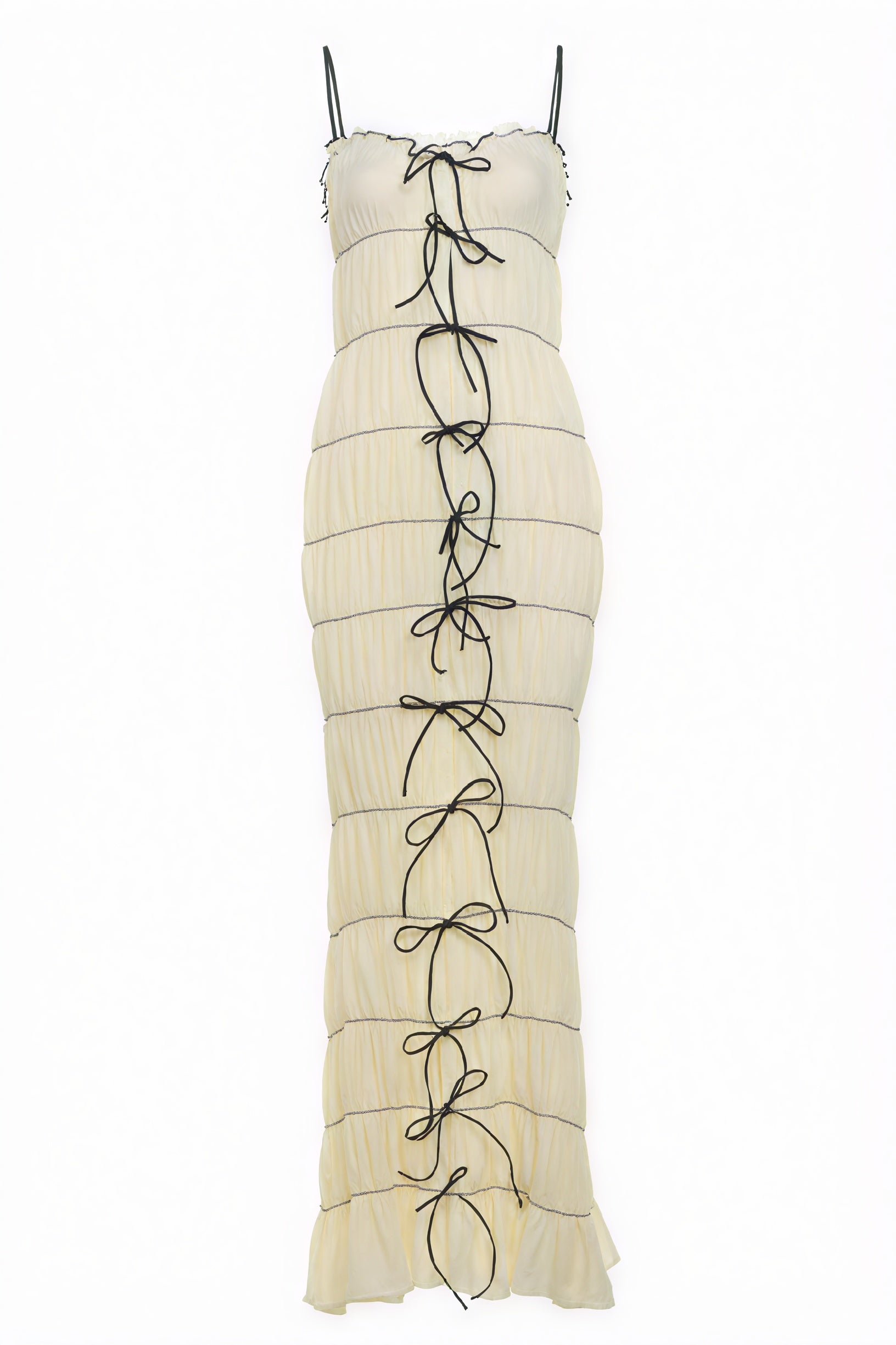 Elegantes Stufenkleid mit Schleifen - Creme