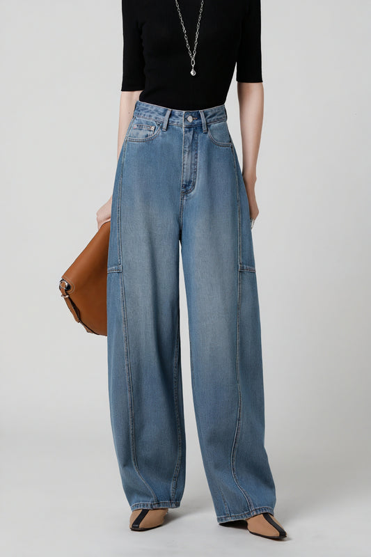 High-Waist Jeans mit Weitem Bein