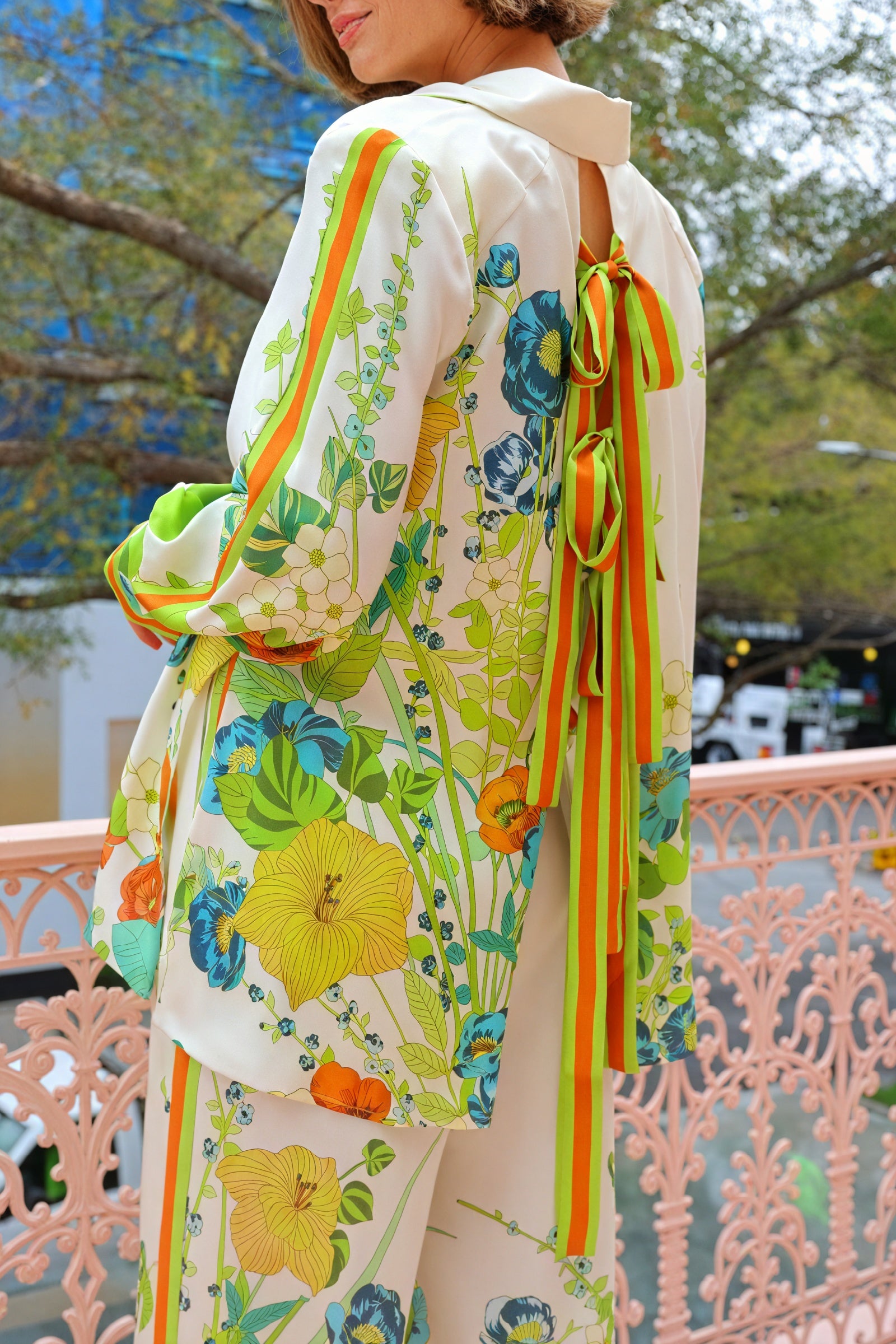 Blumen Anzug mit Weitem Bein & Jacke