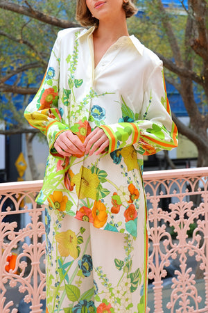 Blumen Anzug mit Weitem Bein & Jacke