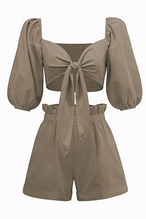 Puffärmel Set - Cropped Top & Shorts