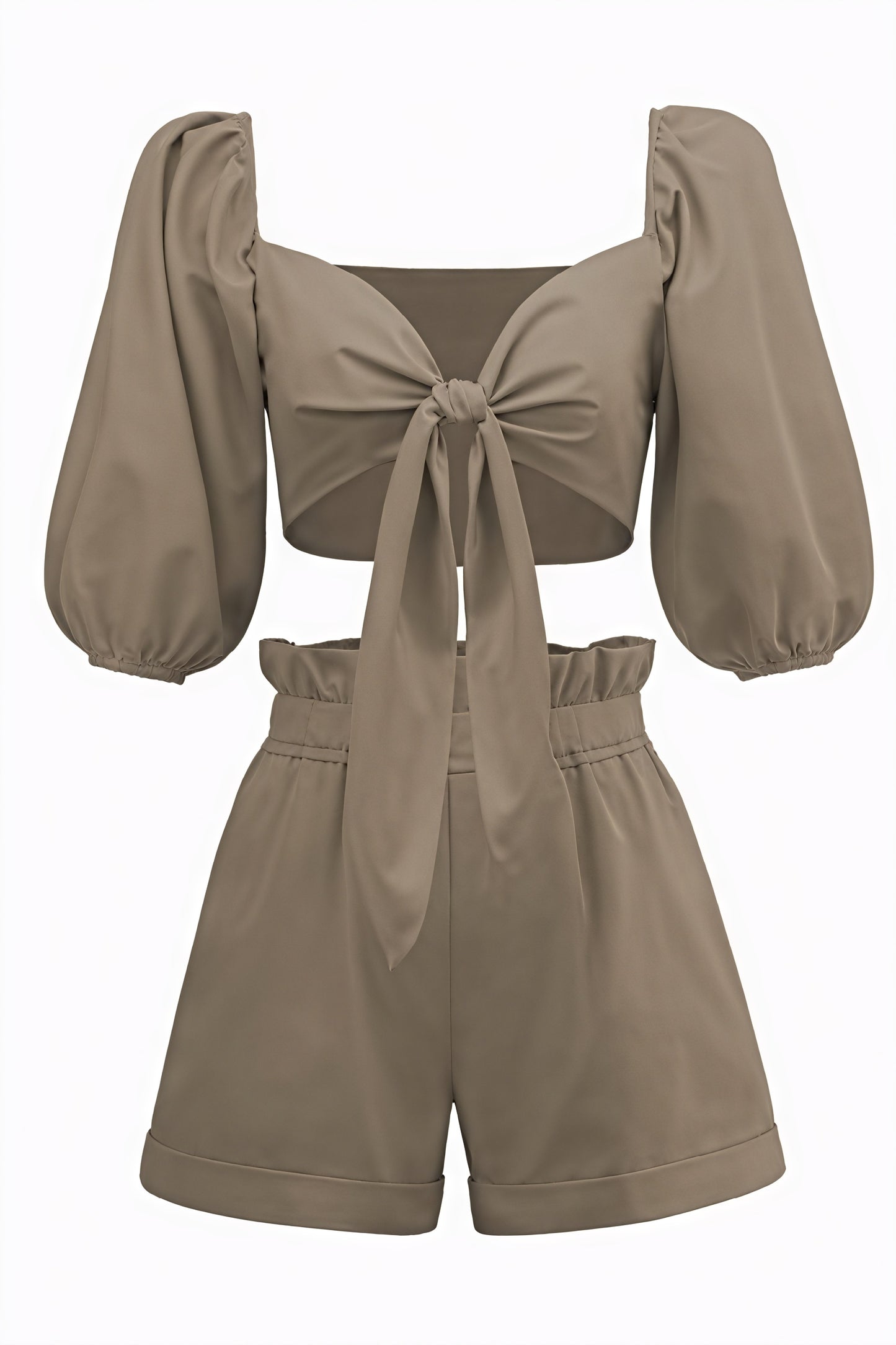 Puffärmel Set - Cropped Top & Shorts